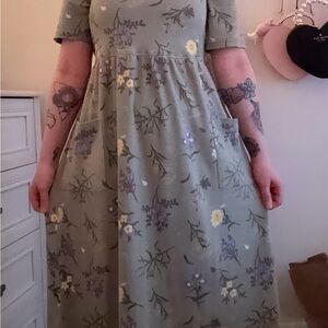 Green Floral Pocket Dress Bobbie Brooks